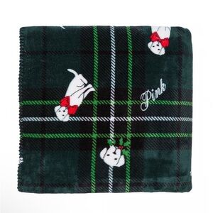 NWT🔴PINK Victoria’s Secret Cozy Plush green Blanket  50”x60” Holiday 2024